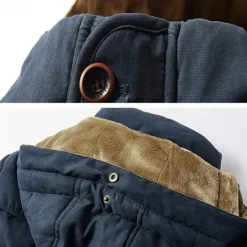 New OUKU Men's Winter Jacket Fleece Jacket Casual Jacket Hiking Parka Daily Vacation Thermal Warm Pocket Fleece Fall & Winter Plain Fashion Streetwear Hooded Regular Khaki Army Green Dark Blue Coffee Jacket
