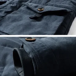 New OUKU Men's Winter Jacket Fleece Jacket Casual Jacket Hiking Parka Daily Vacation Thermal Warm Pocket Fleece Fall & Winter Plain Fashion Streetwear Hooded Regular Khaki Army Green Dark Blue Coffee Jacket