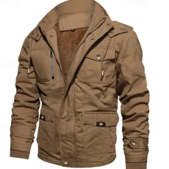 New OUKU Men's Winter Jacket Fleece Jacket Casual Jacket Daily Vacation Thermal Warm Pocket Fleece Fall & Winter Plain Fashion Streetwear Hooded Regular Black Navy Blue Khaki Army Green Dark Gray Jacket