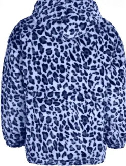 Discount OUKU Men's Winter Jacket Fleece Jacket Faux Fur Coat Daily Vacation Thermal Warm Pocket Fleece Fall & Winter Leopard Print Fashion Streetwear Hooded Regular Yellow Blue Green Jacket