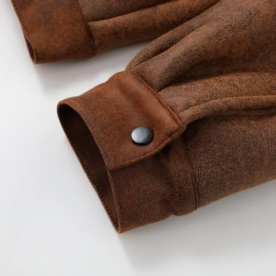 Hot OUKU Men's Winter Jacket Fleece Jacket Sherpa Jacket Faux Suede Jacket Vacation Daily Thermal Warm Pocket Fleece Fall & Winter Plain Fashion Streetwear Lapel Regular Faux Leather Black Brown Green Jacket