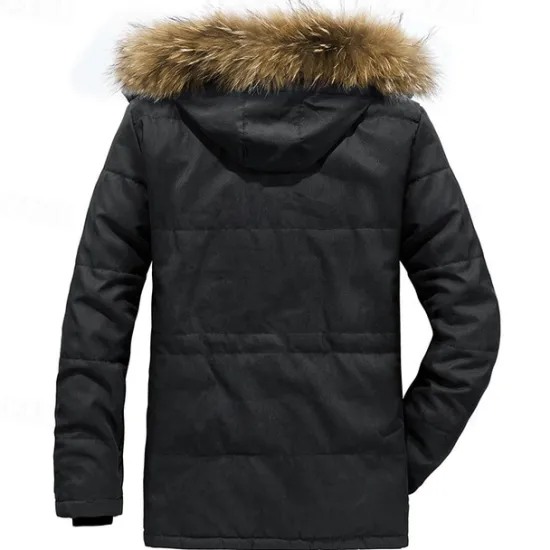 OUKU Men's Winter Jacket Fleece Jacket Casual Jacket Daily Vacation Thermal Warm Pocket Fleece Fall & Winter Plain Fashion Streetwear Hooded Regular Black Royal Blue Khaki Army Green Jacket