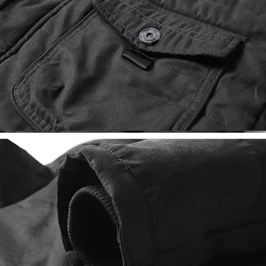 OUKU Men's Winter Jacket Fleece Jacket Casual Jacket Daily Vacation Thermal Warm Pocket Fleece Fall & Winter Plain Fashion Streetwear Hooded Regular Black Royal Blue Khaki Army Green Jacket