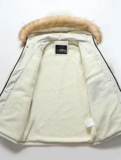 OUKU Men's Winter Jacket Fleece Jacket Hoodied Jacket Hiking Jacket Sports Outdoor Camping & Hiking Waterproof Windbreaker Fur Trim Detachable Hood Fall Winter Solid Color Active Hooded Regular Black