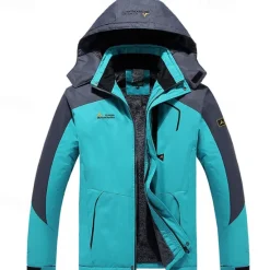Best OUKU Men's Winter Jacket Fleece Jacket Raincoat Hiking Jacket Outdoor Daily Wear Warm Pocket Fall Winter Color Block Fashion Streetwear Hooded Regular Black Red Royal Blue Blue Ink Blue Jacket