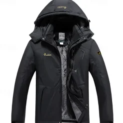 Best OUKU Men's Winter Jacket Fleece Jacket Raincoat Hiking Jacket Outdoor Daily Wear Warm Pocket Fall Winter Color Block Fashion Streetwear Hooded Regular Black Red Royal Blue Blue Ink Blue Jacket