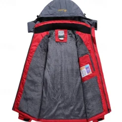 Best OUKU Men's Winter Jacket Fleece Jacket Raincoat Hiking Jacket Outdoor Daily Wear Warm Pocket Fall Winter Color Block Fashion Streetwear Hooded Regular Black Red Royal Blue Blue Ink Blue Jacket