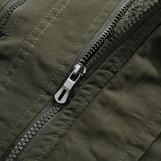 OUKU Men's Winter Jacket Fleece Jacket Casual Jacket Daily Vacation Thermal Warm Pocket Fleece Fall & Winter Plain Fashion Streetwear Stand Collar Regular Black Navy Blue Khaki Army Green Dark Gray Jacket