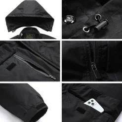 Sale OUKU Men's Winter Jacket Hiking Jacket Rain Jacket Windcheater Jacket Sports & Outdoor Camping & Hiking Waterproof Windproof Hooded Spring Fall Winter Patchwork Ivory white Black Orange Army Green Dark