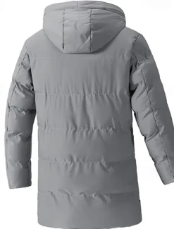 New OUKU Men's Winter Jacket Puffer Jacket Hoodie Jacket Parka Pocket Polyster Fleece lined Daily Wear Date Vacation Long Fashion Casual Comfortable Thermal Warm Fall & Winter Solid / Plain Color Black Army