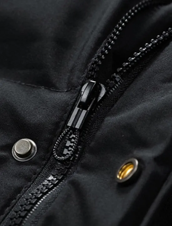 New OUKU Men's Winter Jacket Puffer Jacket Hoodie Jacket Parka Pocket Polyster Fleece lined Daily Wear Date Vacation Long Fashion Casual Comfortable Thermal Warm Fall & Winter Solid / Plain Color Black Army