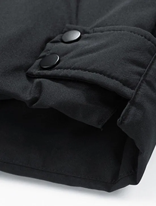 New OUKU Men's Winter Jacket Puffer Jacket Hoodie Jacket Parka Pocket Polyster Fleece lined Daily Wear Date Vacation Long Fashion Casual Comfortable Thermal Warm Fall & Winter Solid / Plain Color Black Army