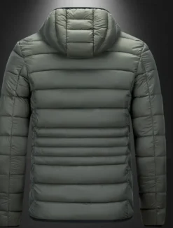 Best OUKU Men's Winter Jacket Puffer Jacket Padded Pocket Hooded Polyster Pocket Outdoor Date Casual Daily Regular Fashion Casual Thermal Warm Windproof Winter Plain Dark Grey Black Red Blue Puffer Jacket