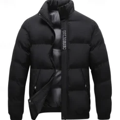 New OUKU Men's Winter Jacket Puffer Jacket Padded Zipper Pocket Polyster Pocket Outdoor Date Casual Daily Regular Fashion Casual Thermal Warm Windproof Winter Plain Black Navy Blue Light Grey Puffer Jacket