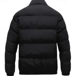 New OUKU Men's Winter Jacket Puffer Jacket Padded Zipper Pocket Polyster Pocket Outdoor Date Casual Daily Regular Fashion Casual Thermal Warm Windproof Winter Plain Black Navy Blue Light Grey Puffer Jacket