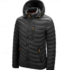 New OUKU Men's Winter Jacket Puffer Jacket Padded Pocket Polyster Daily Wear Date Vacation Regular Fashion Casual Comfortable Thermal Warm Fall & Winter Solid / Plain Color Wine Black Blue Army Green Puffer