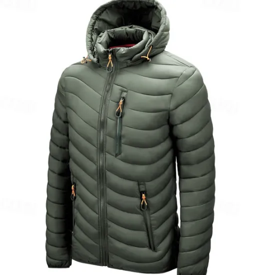 New OUKU Men's Winter Jacket Puffer Jacket Padded Pocket Polyster Daily Wear Date Vacation Regular Fashion Casual Comfortable Thermal Warm Fall & Winter Solid / Plain Color Wine Black Blue Army Green Puffer