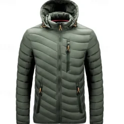 New OUKU Men's Winter Jacket Puffer Jacket Padded Pocket Polyster Daily Wear Date Vacation Regular Fashion Casual Comfortable Thermal Warm Fall & Winter Solid / Plain Color Wine Black Blue Army Green Puffer