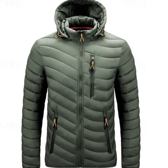 New OUKU Men's Winter Jacket Puffer Jacket Padded Pocket Polyster Daily Wear Date Vacation Regular Fashion Casual Comfortable Thermal Warm Fall & Winter Solid / Plain Color Wine Black Blue Army Green Puffer