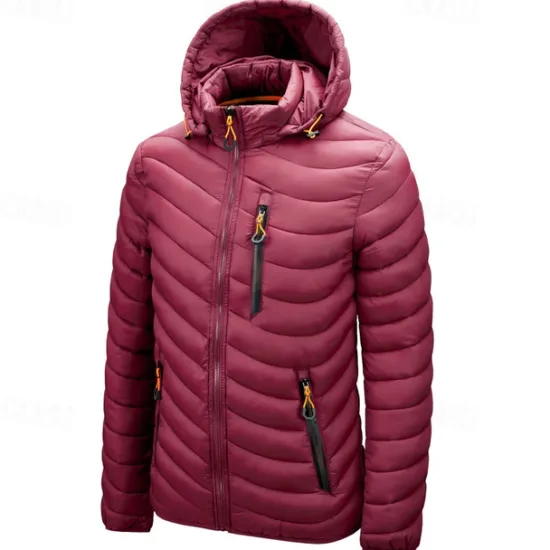 New OUKU Men's Winter Jacket Puffer Jacket Padded Pocket Polyster Daily Wear Date Vacation Regular Fashion Casual Comfortable Thermal Warm Fall & Winter Solid / Plain Color Wine Black Blue Army Green Puffer