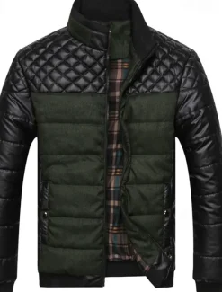 Best OUKU Men's Winter Jacket Puffer Jacket Quilted Jacket Padded Classic Style Polyster Pocket Outdoor Date Casual Daily Regular Fashion Casual Thermal Warm Windproof Winter Color Block Dark Grey Blue Green