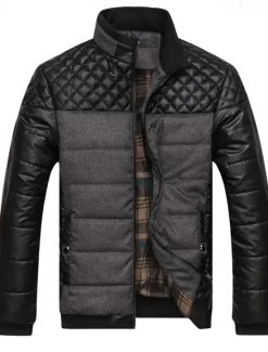 Best OUKU Men's Winter Jacket Puffer Jacket Quilted Jacket Padded Classic Style Polyster Pocket Outdoor Date Casual Daily Regular Fashion Casual Thermal Warm Windproof Winter Color Block Dark Grey Blue Green