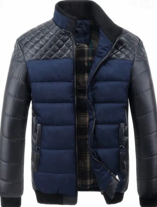 Best OUKU Men's Winter Jacket Puffer Jacket Quilted Jacket Padded Classic Style Polyster Pocket Outdoor Date Casual Daily Regular Fashion Casual Thermal Warm Windproof Winter Color Block Dark Grey Blue Green