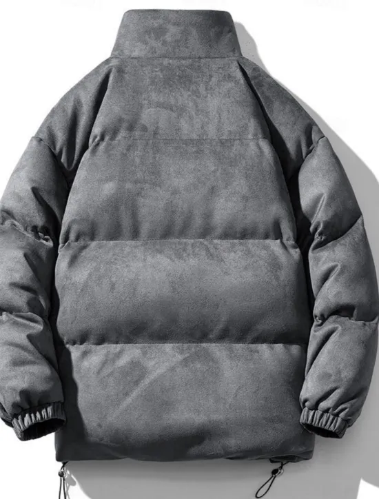 Clearance OUKU Men's Winter Jacket Puffer Jacket Padded Zipper Pocket Polyster Pocket Outdoor Date Casual Daily Regular Fashion Casual Thermal Warm Windproof Winter Plain Dark Brown Dark Grey Black Light Green