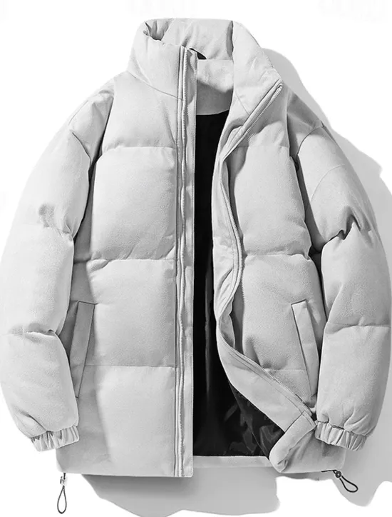 Clearance OUKU Men's Winter Jacket Puffer Jacket Padded Zipper Pocket Polyster Pocket Outdoor Date Casual Daily Regular Fashion Casual Thermal Warm Windproof Winter Plain Dark Brown Dark Grey Black Light Green