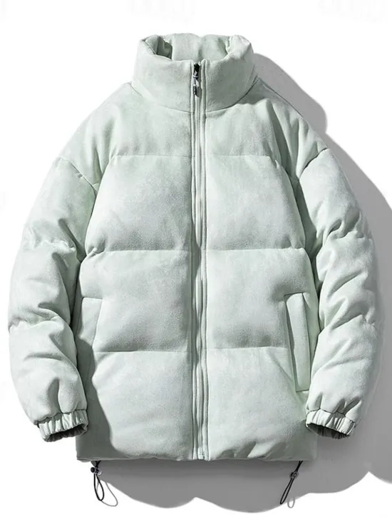 Clearance OUKU Men's Winter Jacket Puffer Jacket Padded Zipper Pocket Polyster Pocket Outdoor Date Casual Daily Regular Fashion Casual Thermal Warm Windproof Winter Plain Dark Brown Dark Grey Black Light Green