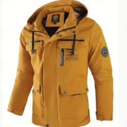 Discount OUKU Men's Winter Jacket Sport Coat Raincoat Hiking Jacket Outdoor Camping & Hiking Waterproof Windbreaker Zipper Pocket Fall Winter Solid Color Fashion Streetwear Hooded Regular Dark Red Yellow Light