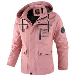 Discount OUKU Men's Winter Jacket Sport Coat Raincoat Hiking Jacket Outdoor Camping & Hiking Waterproof Windbreaker Zipper Pocket Fall Winter Solid Color Fashion Streetwear Hooded Regular Dark Red Yellow Light