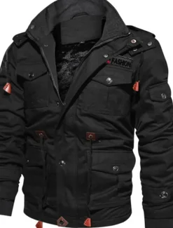 Sale OUKU Men's Winter Jacket Winter Coat Work Jacket Outdoor Street Windproof Warm Drawstring Winter Solid Colored Fashion Keep Warm Stand Collar Regular Cotton Fleece Black Army Green Khaki Jacket