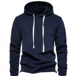 Discount OUKU Mens Winter Solid Fleece Hoody High Quality Warm Casual Drawstring Hat Sweatshirt Soft Shell Hoodies for Men