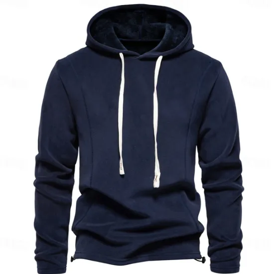 Discount OUKU Mens Winter Solid Fleece Hoody High Quality Warm Casual Drawstring Hat Sweatshirt Soft Shell Hoodies for Men