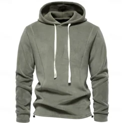 Discount OUKU Mens Winter Solid Fleece Hoody High Quality Warm Casual Drawstring Hat Sweatshirt Soft Shell Hoodies for Men