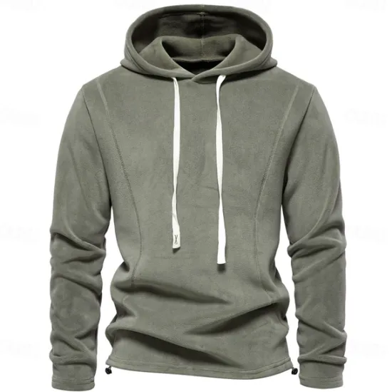 Discount OUKU Mens Winter Solid Fleece Hoody High Quality Warm Casual Drawstring Hat Sweatshirt Soft Shell Hoodies for Men