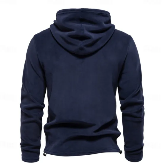Discount OUKU Mens Winter Solid Fleece Hoody High Quality Warm Casual Drawstring Hat Sweatshirt Soft Shell Hoodies for Men