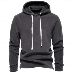 Discount OUKU Mens Winter Solid Fleece Hoody High Quality Warm Casual Drawstring Hat Sweatshirt Soft Shell Hoodies for Men