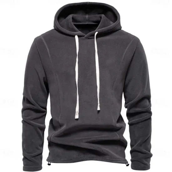 Discount OUKU Mens Winter Solid Fleece Hoody High Quality Warm Casual Drawstring Hat Sweatshirt Soft Shell Hoodies for Men