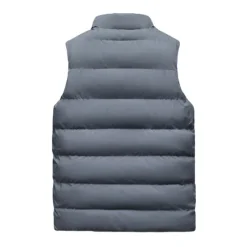 Best OUKU Men's Winter Vest Fleece Thick Jacket Warm Coat Padded Puffer Vest Fleece Lined Jacket Highly Warm Plush Stand Collar Waistcoat Daily Wear Great Lightweight Causal Travel Cargo Safari Photo Vest