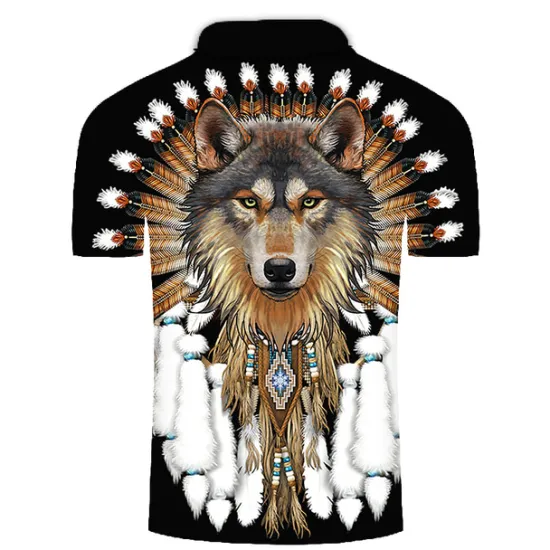 Hot OUKU Men's Wolf Polo Shirts Golf Shirt Short Sleeve Polo Shirts Collared Shirts Casual Funny Streetwear Vacation Wear Party Outfits 3D Print Buttons Black Red Blue