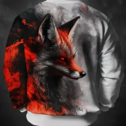 Outlet OUKU Men's Wolf Sweatshirt Sweatshirt Long Sleeve Sweatshirt Crew Neck Fashion Daily Casual 3D Printing Holiday Going out Streetwear Crewneck 3D Print Winter Spring & Fall Gray