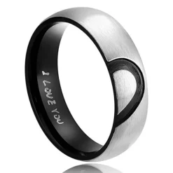 OUKU Men's Women's 2pcs Cuff Links Couple Rings Band Ring Engagement Ring Wedding Party Two tone Ladies Simple Silver