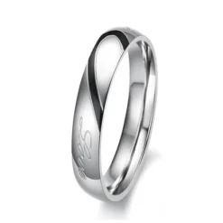 OUKU Men's Women's 2pcs Cuff Links Couple Rings Band Ring Engagement Ring Wedding Party Two tone Ladies Simple Silver