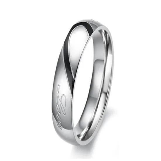 OUKU Men's Women's 2pcs Cuff Links Couple Rings Band Ring Engagement Ring Wedding Party Two tone Ladies Simple Silver