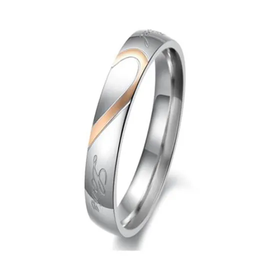 OUKU Men's Women's 2pcs Cuff Links Couple Rings Band Ring Engagement Ring Wedding Party Two tone Ladies Simple Silver