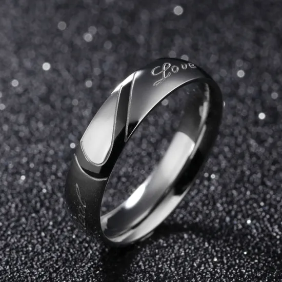 OUKU Men's Women's 2pcs Cuff Links Couple Rings Band Ring Engagement Ring Wedding Party Two tone Ladies Simple Silver