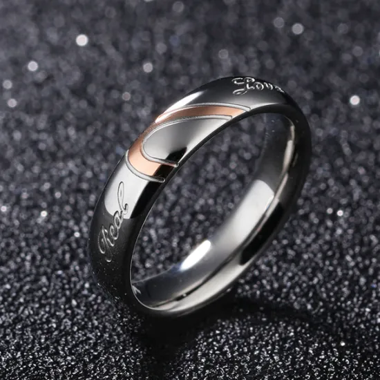 OUKU Men's Women's 2pcs Cuff Links Couple Rings Band Ring Engagement Ring Wedding Party Two tone Ladies Simple Silver