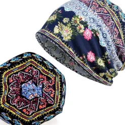 Sale OUKU men's women's vintage floral beanie lightweight breathable skull cap slouchy thin beanie baggy hat for daily wear slouchy hip-hop soft running adult dwarf hats chemo cap